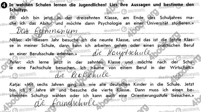 ГДЗ Німецька мова 10 клас сторінка Стр28 Впр4